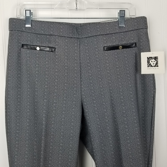 Anne Klein Womens Patterned Trouser Pants Slim Ankle Size Medium Black White New - Picture 7 of 11